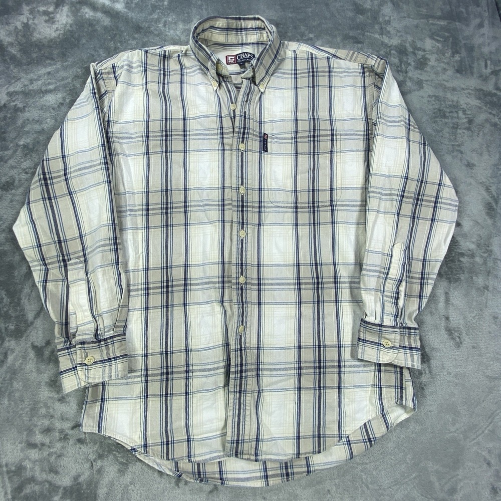 Vintage Chaps Ralph Lauren Shirt Medium Button Down Long Sleeve Plaid Check 90s